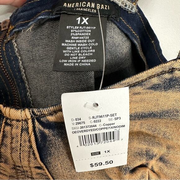 American Bazi Dyed Acid Copper Denim Corset Top NWT XL Castlecore Whimsygoth - Picture 7 of 10